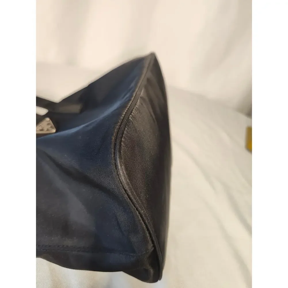 Prada Black Nylon Tote Bag Leather Handles Made in Italy Authenticity Card - Picture 6 of 15